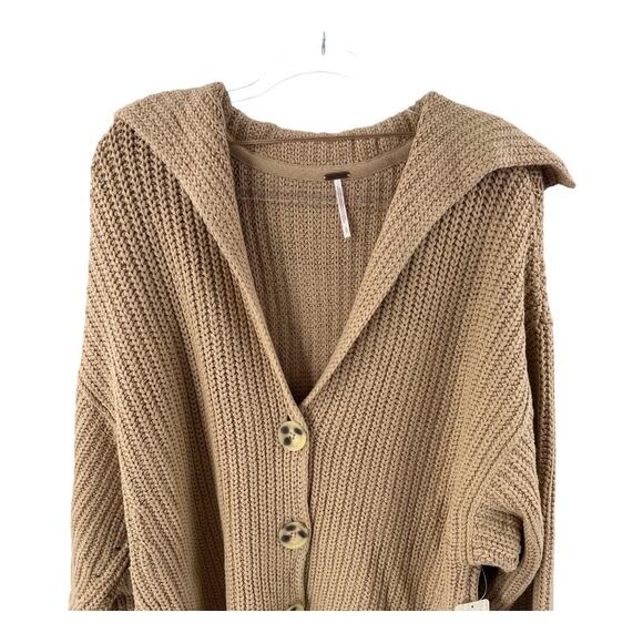 Free People Swim Deep Chunky Knit Oversized Cardigan Slouchy Sz S NEW - Picture 4 of 6